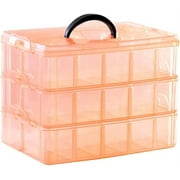 3 Tier Clear Transparent Plastic Stackable Storage Box 30 Adjustable Compartments - Plastic Craft Organizer Case,Container for Storing \u0026 Organising Toys, Jewellery, Arts \u0026 Crafts,Beads,Orange